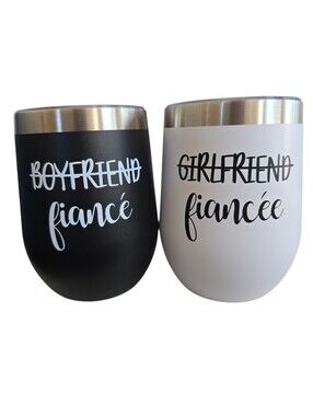 Fiancé Stainless Steel Stemless Tumblers - Black & White 12 oz